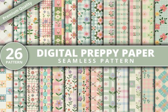 Digital Preppy Paper Pattern: Fresh Meets Traditional
