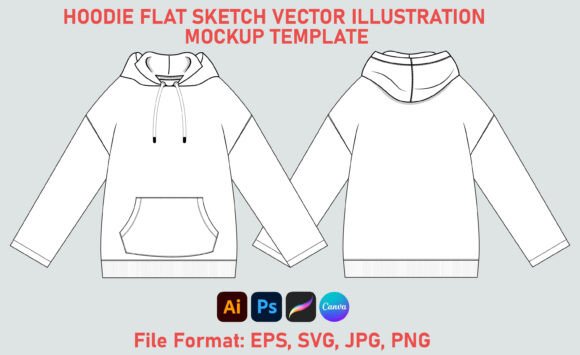 Master Your Apparel Designs: The Long Sleeve Hoodie SVG Flat Sketch