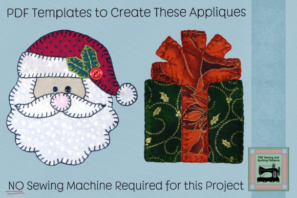 PDF Applique Template for Santa & Gift: Festive Crafting