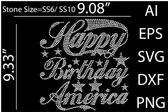 Printable Happy Birthday America Rhinestone: A Dazzling Design Asset