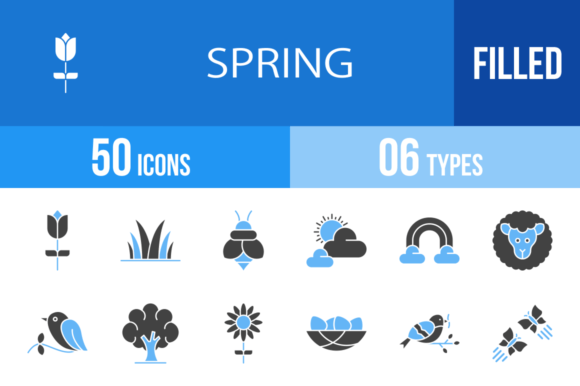 Refresh Your Design Assets with 50 Spring Blue & Black Icons