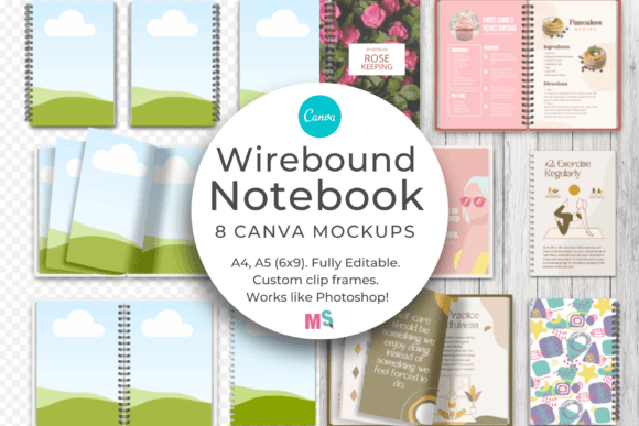 Transform Your Digital Designs with a Wirebound Notebook Mockup for Canva